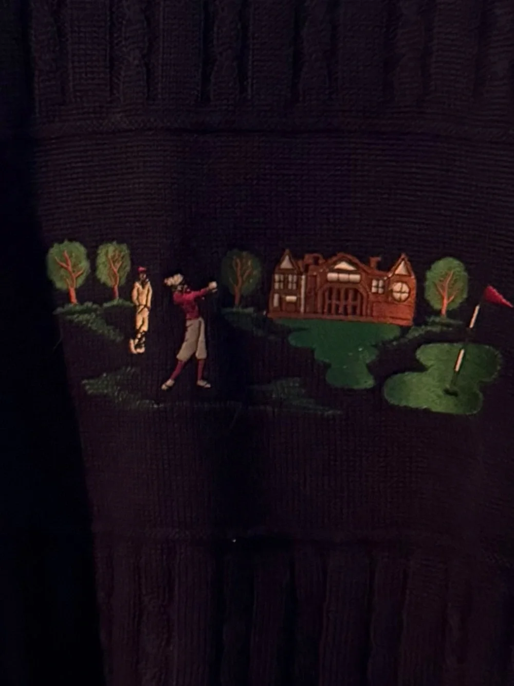 Blarney Castle Ireland Wool Embroidered Golfer Sweater, XL